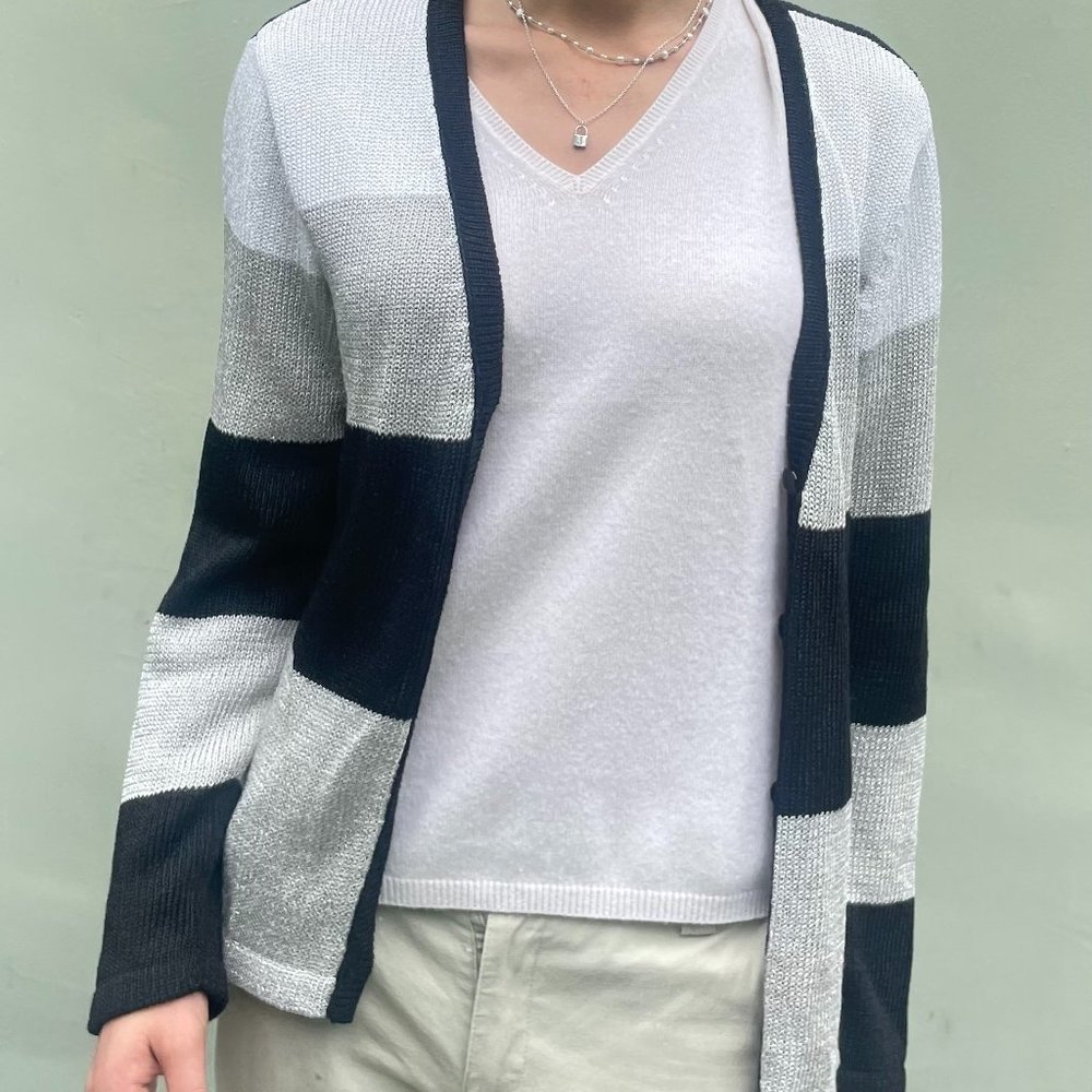 Vintage Georges Cibaud St. Tropez Knit Cardigan in grayscale